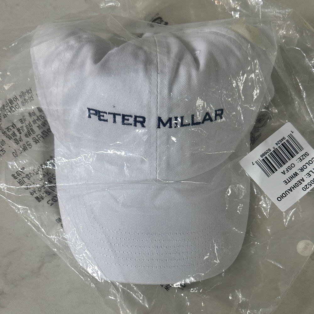Peter Millar White and Blue Logo Hat